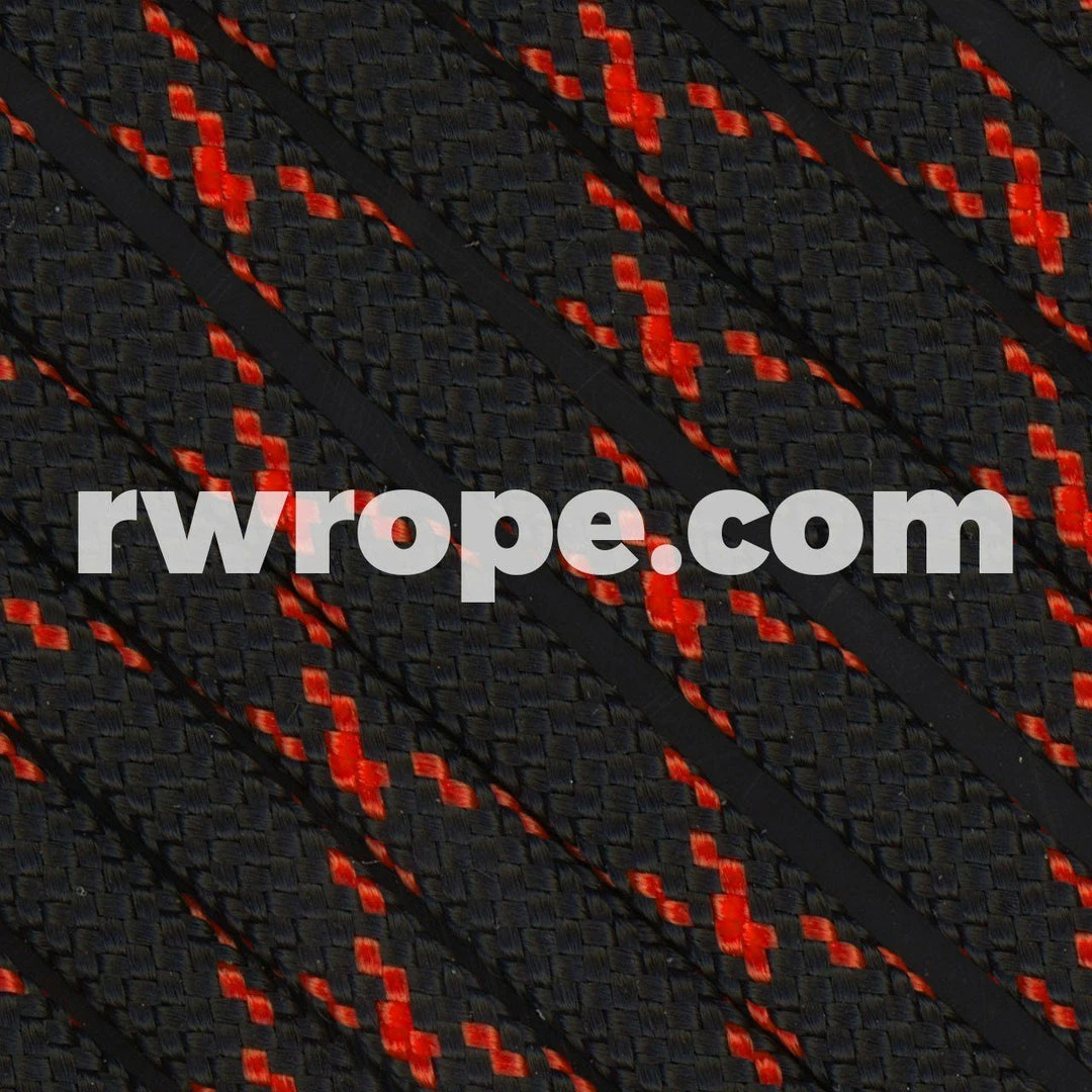 E. L. Wood Braiding Co. Paracord 550 - Black W/ Neon Orange X #218 1 E. L. Wood Braiding Co. Paracord 550 - Black W/ Neon Orange X #218