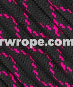 E. L. Wood Braiding Co. Paracord 550 - Black With Neon Pink X #248