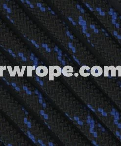 E. L. Wood Braiding Co. Paracord 550 - Black With Royal Blue X #249