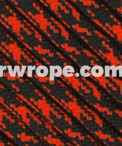 E. L. Wood Braiding Co. Paracord 550 - Black With Neon Orange Camo #250