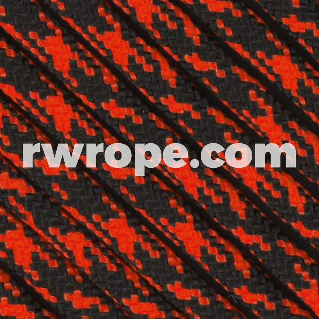 E. L. Wood Braiding Co. Paracord 550 - Black With Neon Orange Camo #250 1 E. L. Wood Braiding Co. Paracord 550 - Black With Neon Orange Camo #250