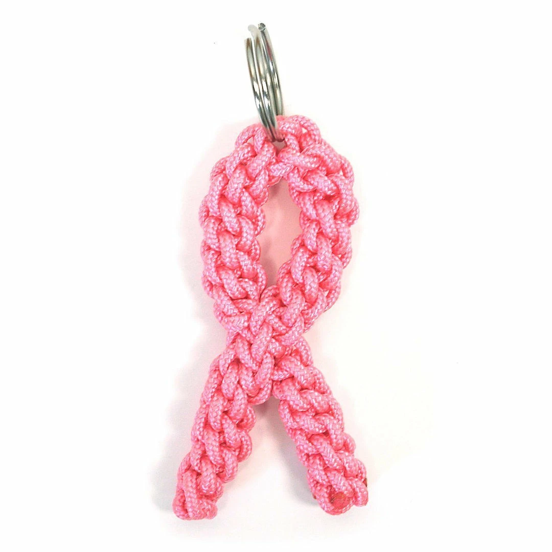 R&W Rope Pink Ribbon 550 Paracord Keychain 1 R&W Rope Pink Ribbon 550 Paracord Keychain
